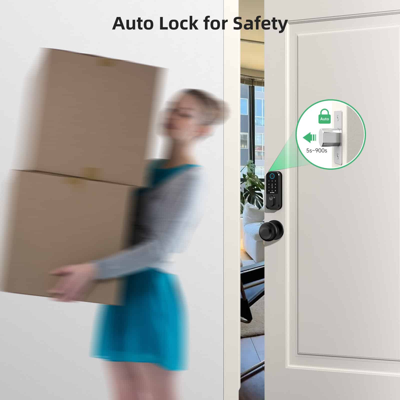 Nutomo electronic deadbolt - auto lock for safety