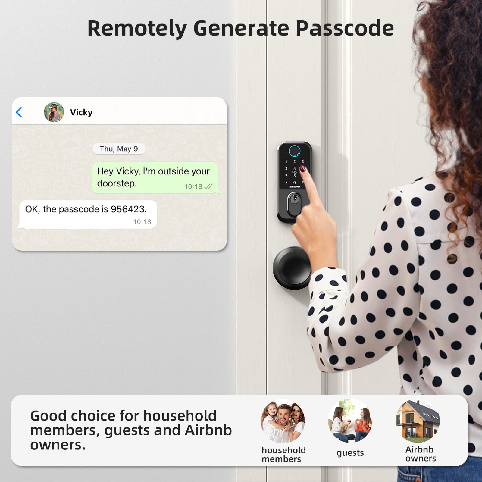 Nutomo electronic deadbolt - remotely generate passcode