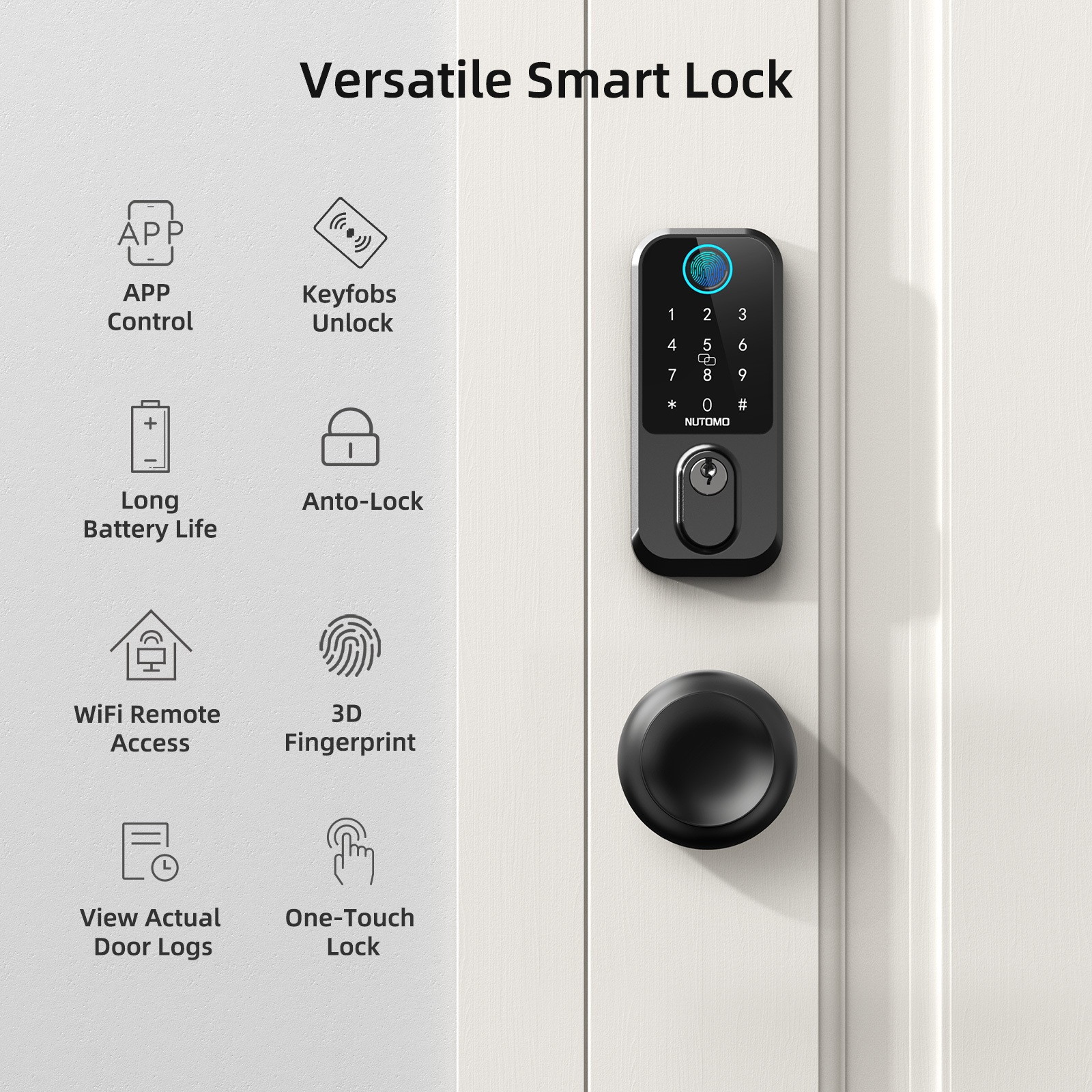 Nutomo thumbprint door lock - versatile smart lock